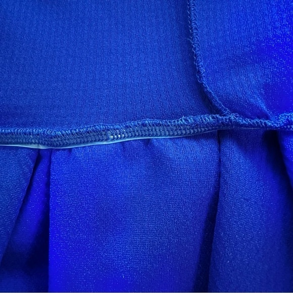 Lush Pleated Cobalt Blue Swing Dress Skater Scoop Neck Side Pockets Size Large - Picture 8 of 17